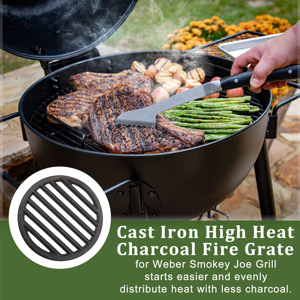 OGANAZI Cast Iron Bottom Fire Grate - 9 Inch Round BBQ Grill Grate Replacement, High Heat Charcoal Plate Bottom Grate Grill Parts, Fireplace Grate for Fire Pit Project BBQ Accessories Parts