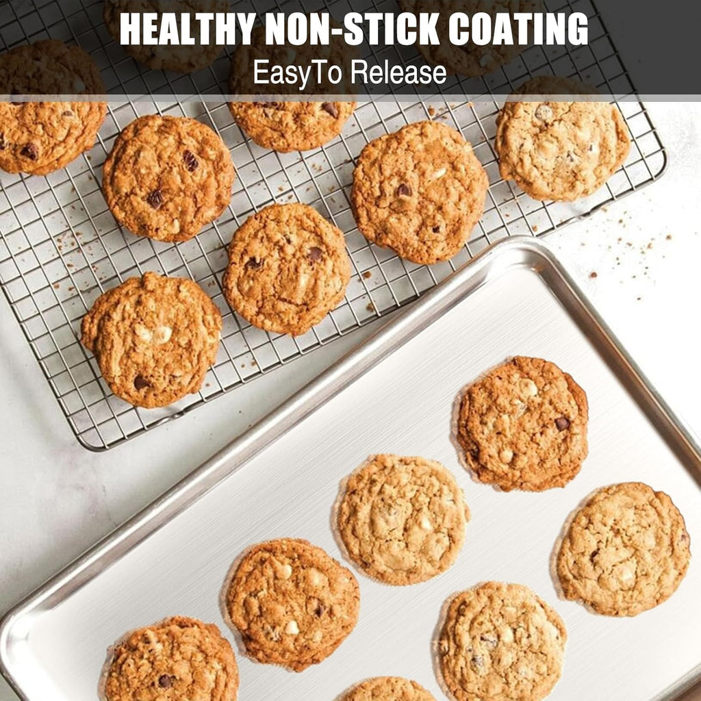 Umite Chef Baking Sheet Set - Professional Stainless Steel Cookie Trays | Non-Toxic, Easy Clean, 10.39x8.07 Inches