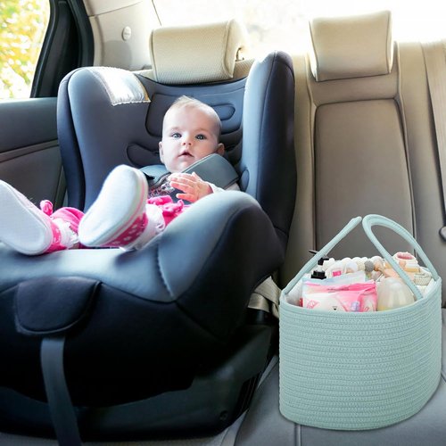 COMSE Baby Diaper Caddy Organizer - Portable Tote with Divider for Easy Diaper Changes | Light Green