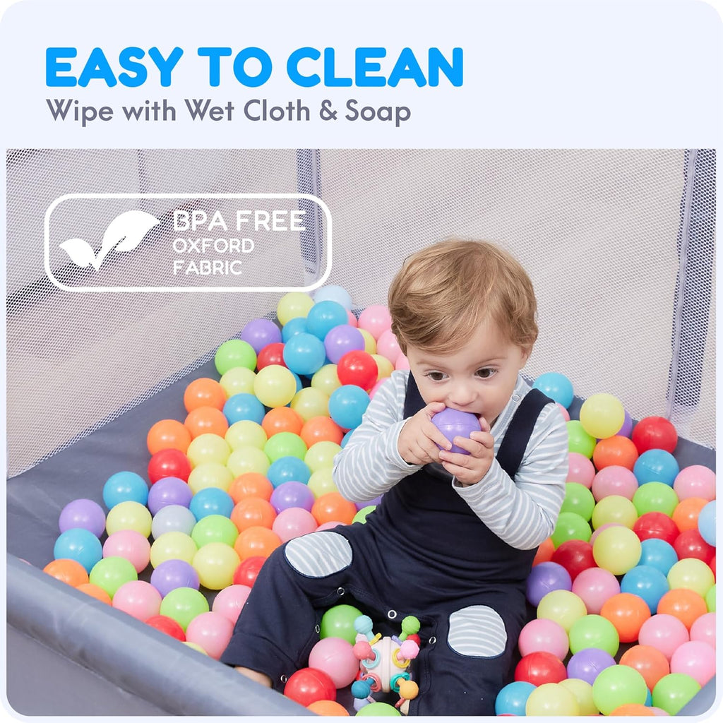 Orian Playpen - Large 50x74 Baby Play Yard | Sturdy Indoor/Outdoor Mesh Sides, Safe Play Area