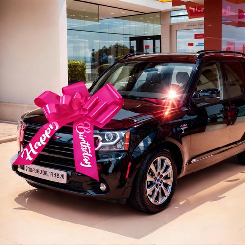 30 Inch Giant Rosy Car Bow - Extra Large Birthday Gift Bow with Secure Adhesive | Reusable Ribbon Decor