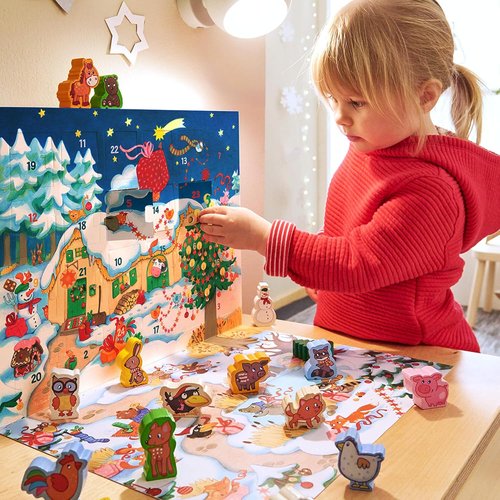 HABA My First Advent Calendar - Farmyard Themed Wooden Animals for Toddler Christmas Fun | Reusable Design
