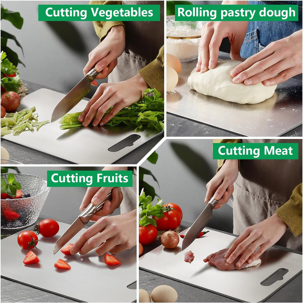 **Titanium Cutting Boards - Set of 3 Double-Sided Pure Titanium | Easy to Clean & Dishwasher Safe**