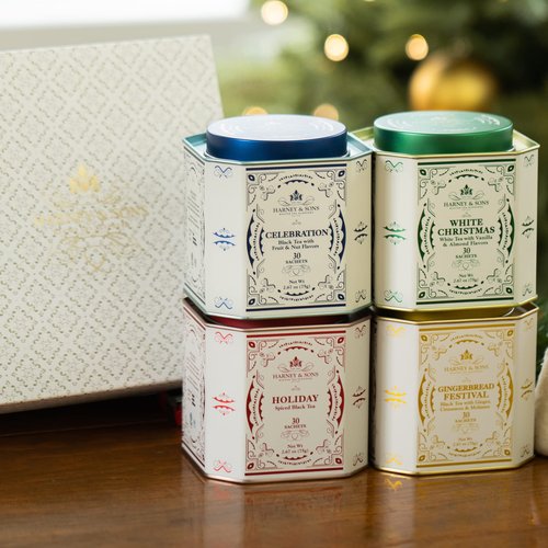 Harney & Sons Teas of the Season Gift, Holiday Tea Gift, 4 Count (Pack of 1)