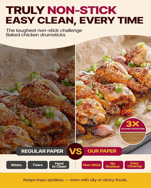 Katbite Parchment Paper Sheets - 200 PCS Precut Unbleached Baking Paper, 12x16 Inches, Heavy Duty & Non-Stick