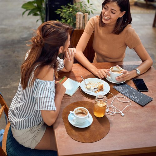ADRIMER Placemats, Heat Resistant Oval Placemats Set of 4 Washable 12 x 17 Inch, Waterproof Table Mats, Wipeable Pu Place Mats for Kitchen, Dining Room, Turmeric Brown