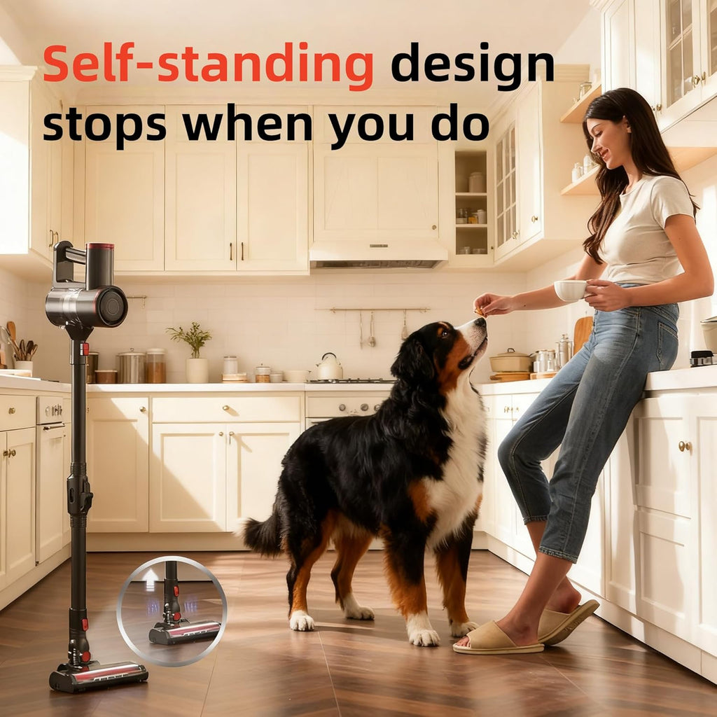 RONEAIR Cordless Vacuum Cleaner - Powerful 40Kpa Suction, Self-Standing Design | 45 Mins Runtime for Pet Hair & Hard Floors