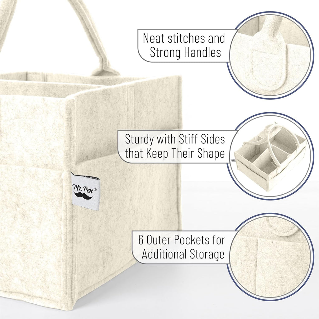 Mr. Pen Baby Diaper Caddy Organizer - Medium Beige Nursery Storage Bin & Car Organizer for Wipes