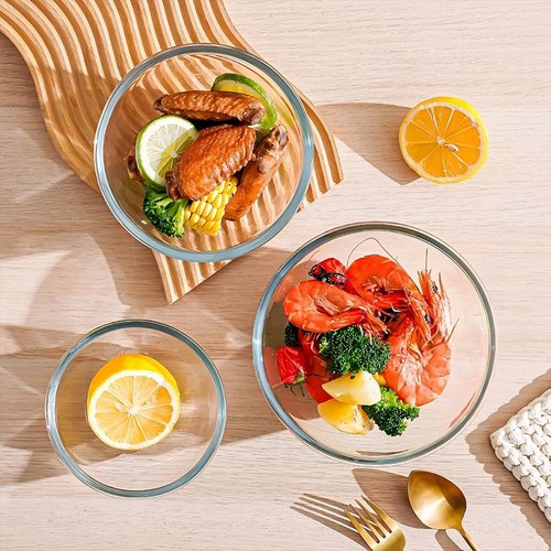 Borosilicate Glass Bowls Set by [Brand Name] - Sturdy, Stackable & Safe for Oven, Microwave, Dishwasher | 17, 27, 37 oz (Set of 3)