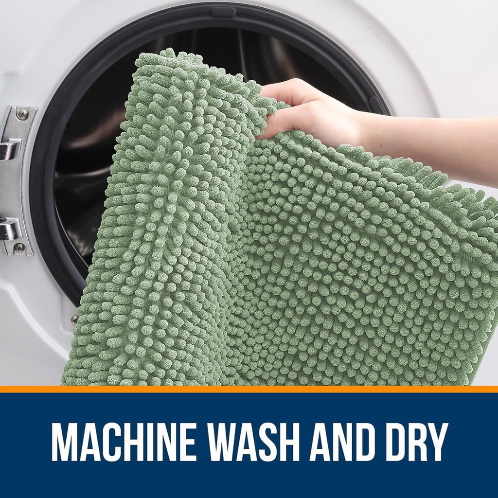 OLANLY Large Bath Rugs - Extra Soft Chenille, Quick Dry & Machine Washable | 44x32 Sage Green