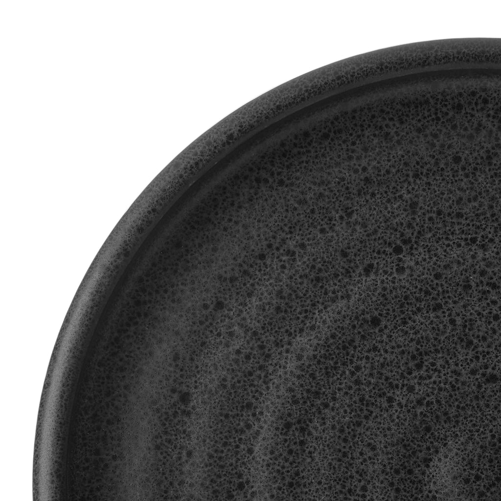 Mikasa Declan 12 Piece Stoneware Dinnerware Set, Service for 4, Modern Black Plate and Bowl Dishes with High Rims, Black