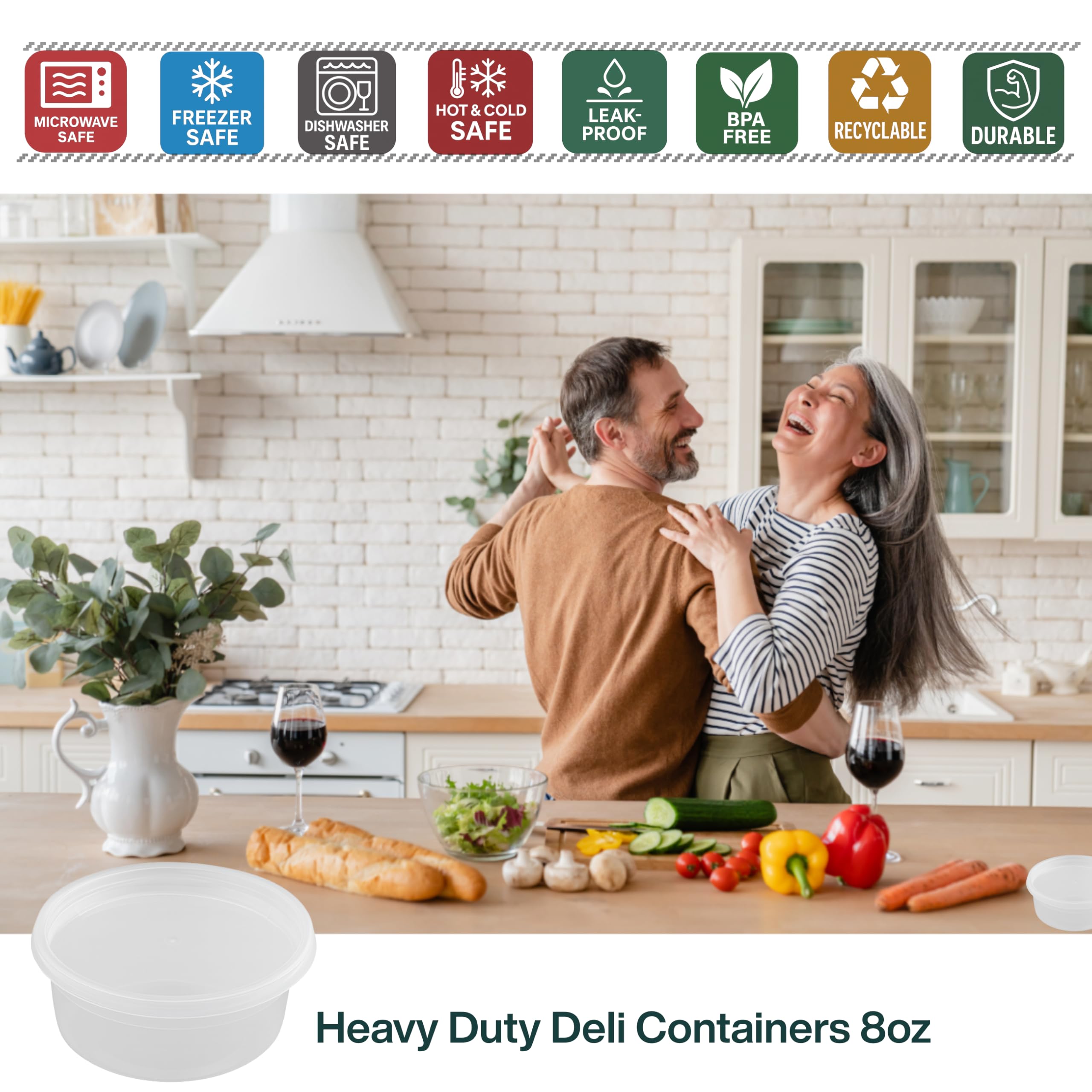 ProTakeOut [8oz-240 Sets Plastic Deli Containers with Lids - BPA Free Clear Soup Containers with Airtight Lids, Leak Resistant Food Storage for Meal Prep, Stackable/Microwave/Dishwasher/Freezer Safe