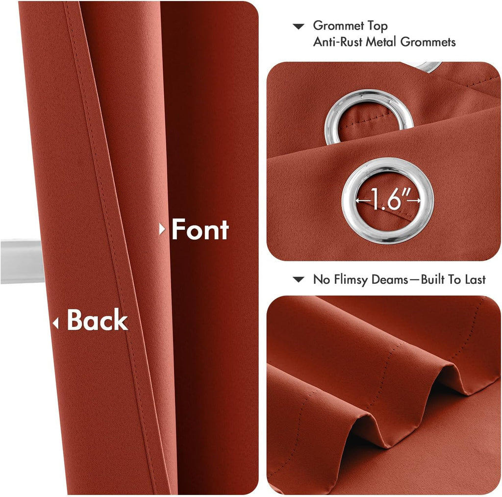 MIULEE Burnt Orange Blackout Curtains - Thermal Insulated Noise-Reducing Drapes | 40 x 54 Inches, 2 Panels