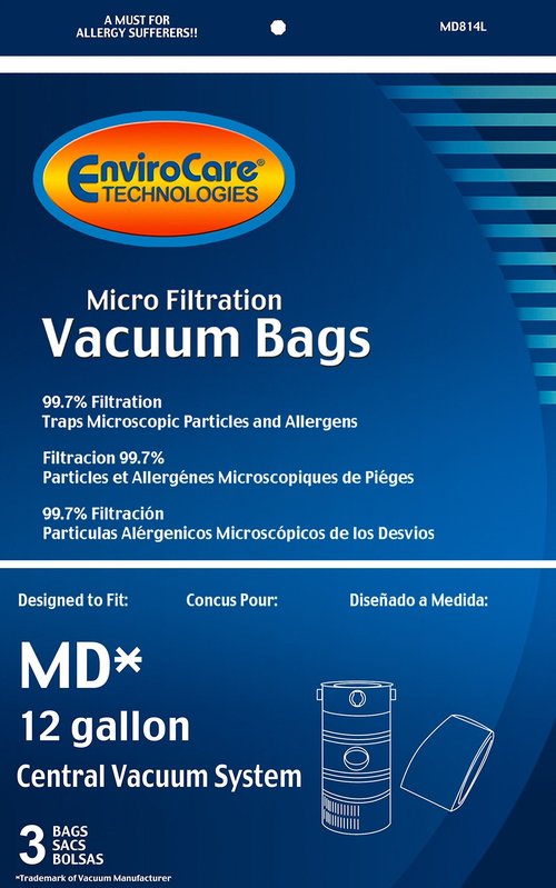 EnviroCare Replacement Micro Filtration Vacuum Cleaner Dust Bags made to fit Modern Day 12 Gallon Central Vacuums 3 Pack