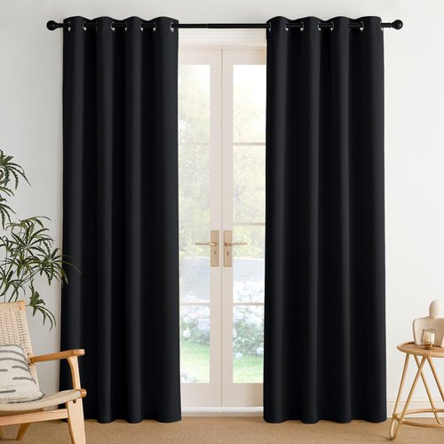 NICETOWN Room Darkening Draperies Curtains Panels, 2 Panels Black W52 x L84