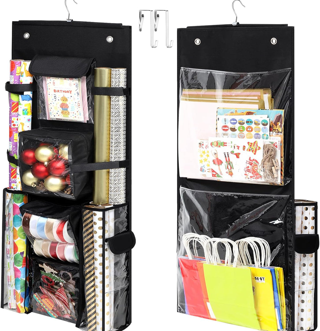 Regine Switzerland Hanging Gift Wrap Organizer - Double-Sided Storage for Christmas | 40x16 Inch Heavy-Duty Design