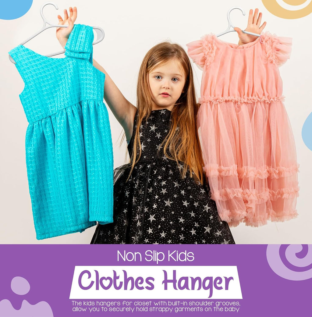 Utopia Home Kids Hangers 60 Pack - 11 Inch Non-Slip Plastic Baby Hangers for Closet | White