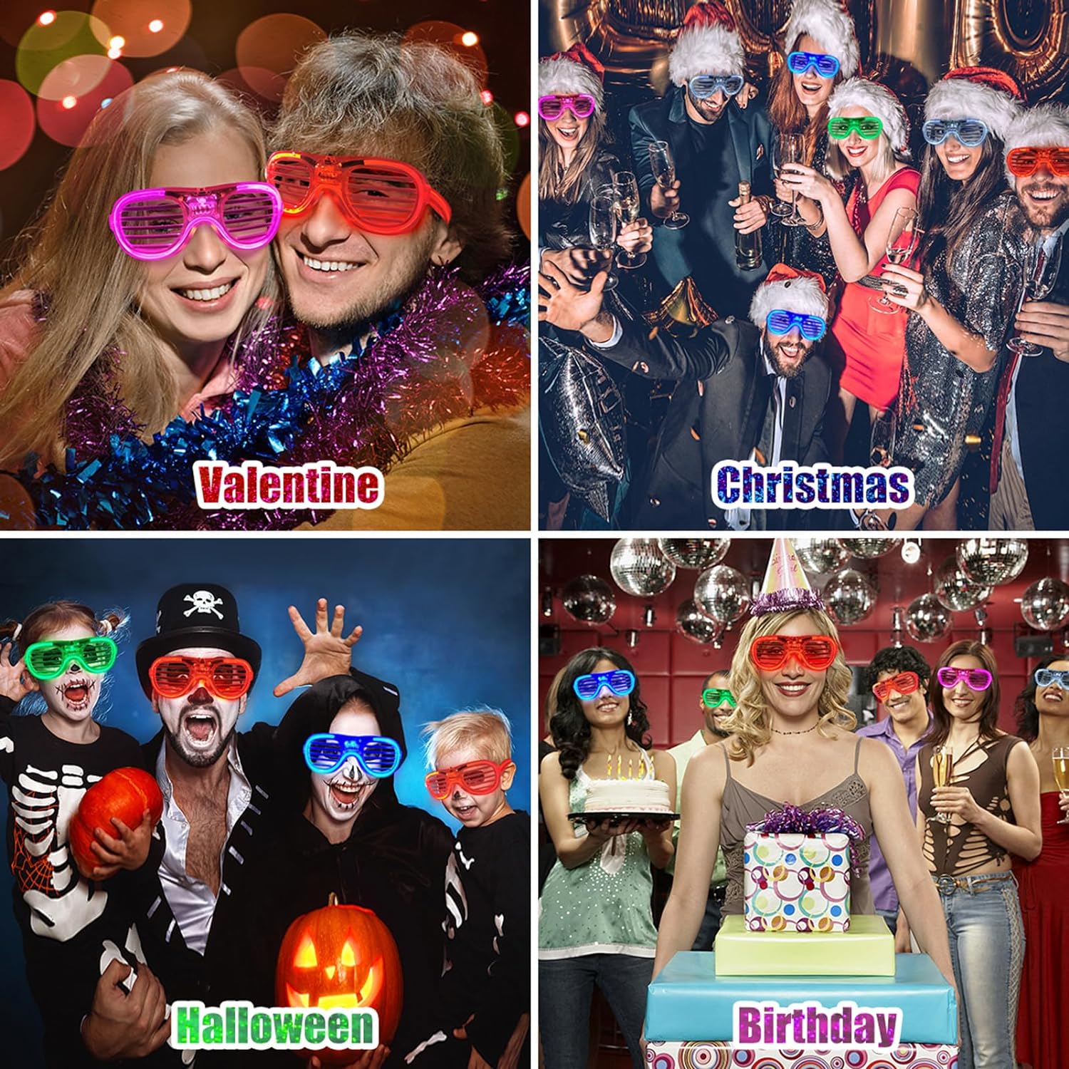 Skiennix LED Glasses - 25 Pack Neon Colors | Glow in the Dark Party Supplies for Kids & Adults