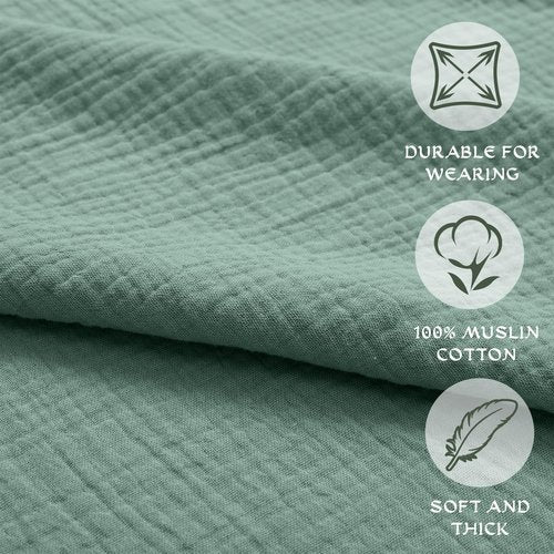 Frienda Muslin Hooded Beach Towel for 3-6 Years Kids Soft Muslin Bath Poncho for Baby Absorbent Fast Drying Blankets for Boys Girls Newborns Toddler Beach Pool Bath Essentials(Green)