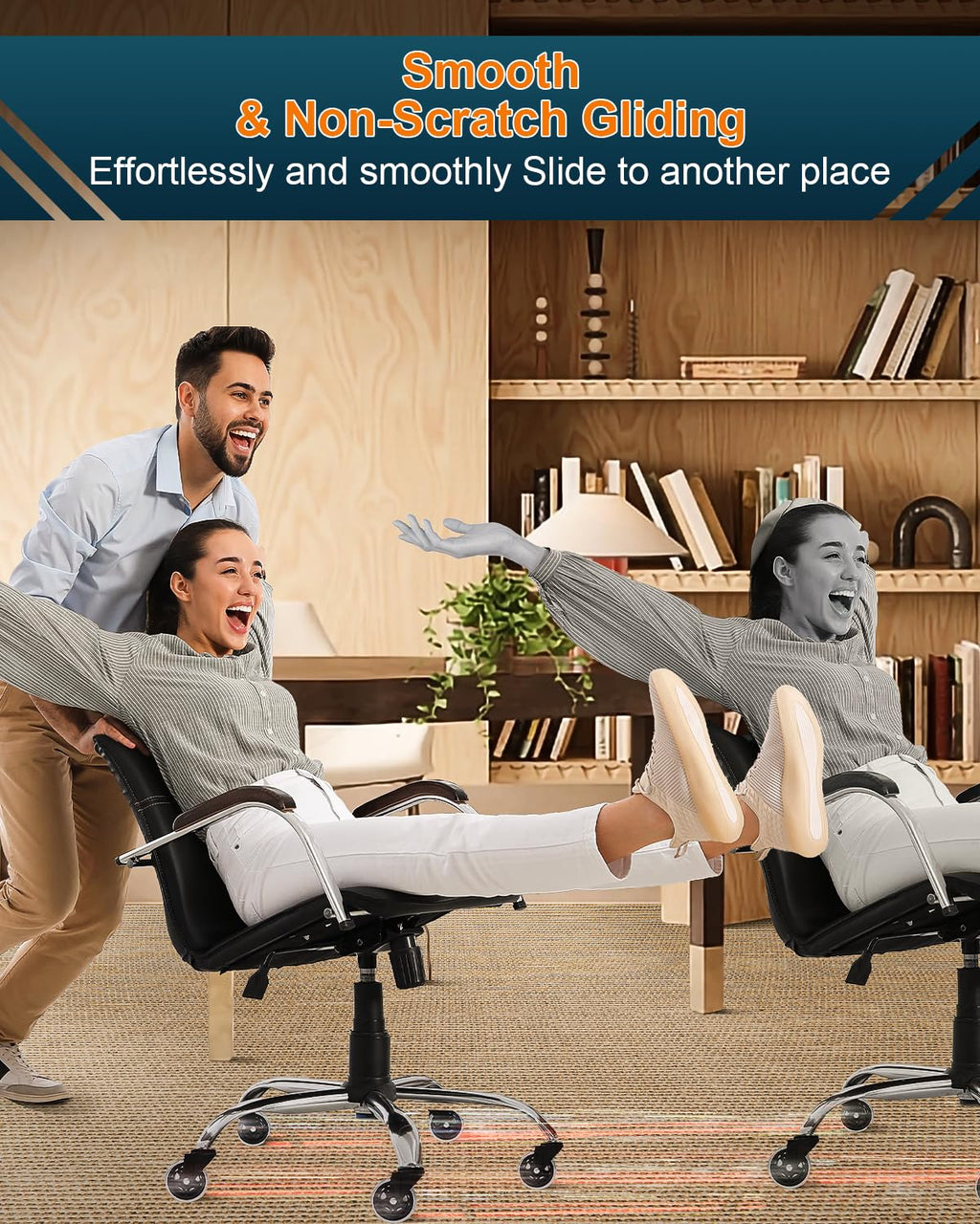 RidRed Office Chair Wheels - Heavy-Duty 3 Inch Rubber Casters | Universal Fit, Noise-Free, Fits Most Chairs