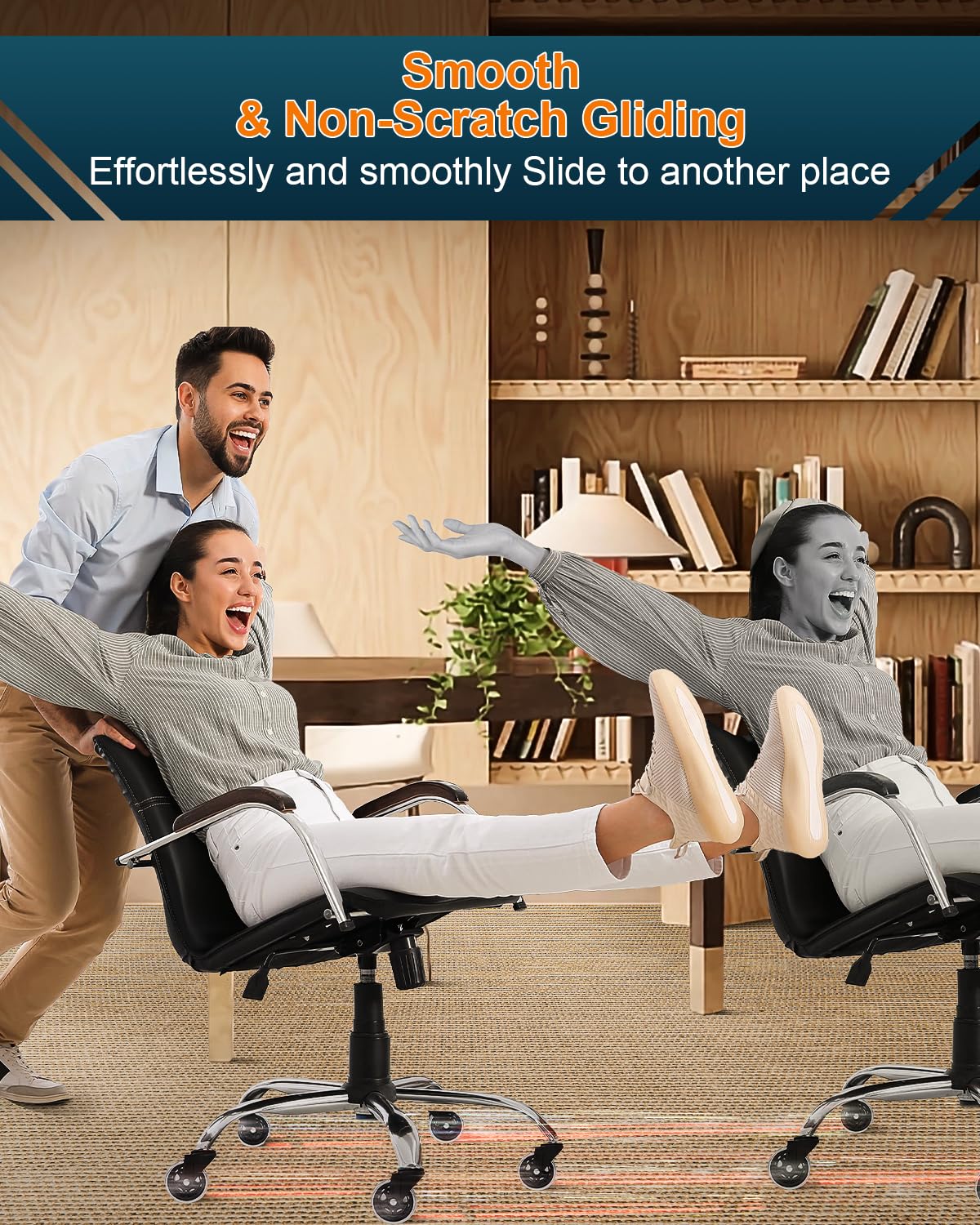 RidRed Office Chair Wheels - Heavy-Duty 3 Inch Rubber Casters | Universal Fit, Noise-Free, Fits Most Chairs