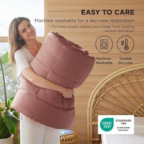 Bedsure Comforter Duvet Insert - All-Season Quilted Down Alternative Bedding, Dusty Pink, Full Size 86 x 82 Inches