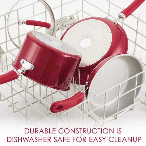 Rachael Ray Create Delicious Nonstick Saute/All Purpose Pan with Lid, 3 Quart - Red Shimmer