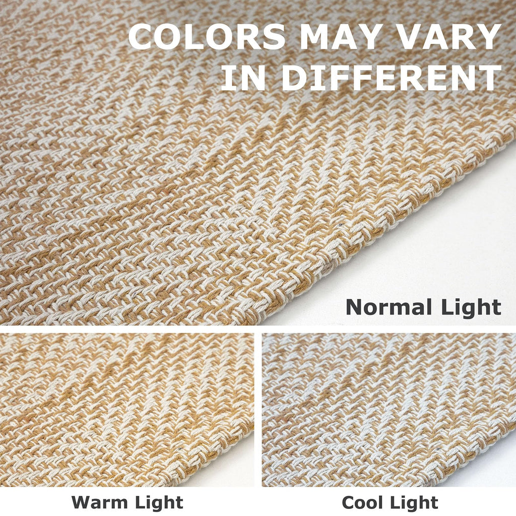 IOHOUZE Washable Runner Rug 2x6 Non Slip Runners for Hallways Entryway Runner Indoor, Kitchen Rugs Woven Cotton Floor Carpet for Kitchen Hall Entrance Bedroom, Warm Beige/Orange/Apricot