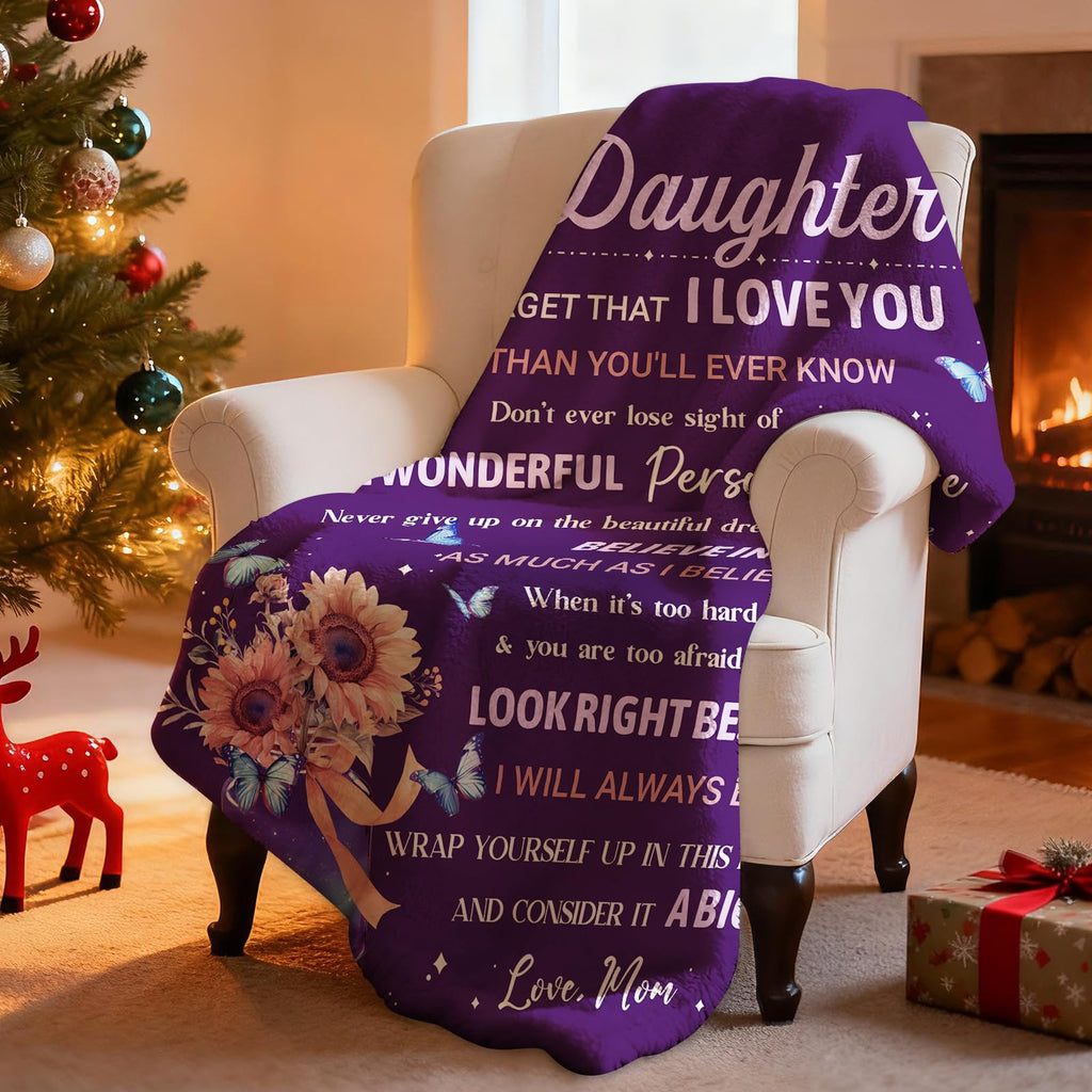Flpoxzd Daughter Gifts from Mom, Daughter Birthday Gifts, Daughters Blanket, Birthday Gifts for Daughters Adult Idea, Graduation Present for Daughters 60”x50”