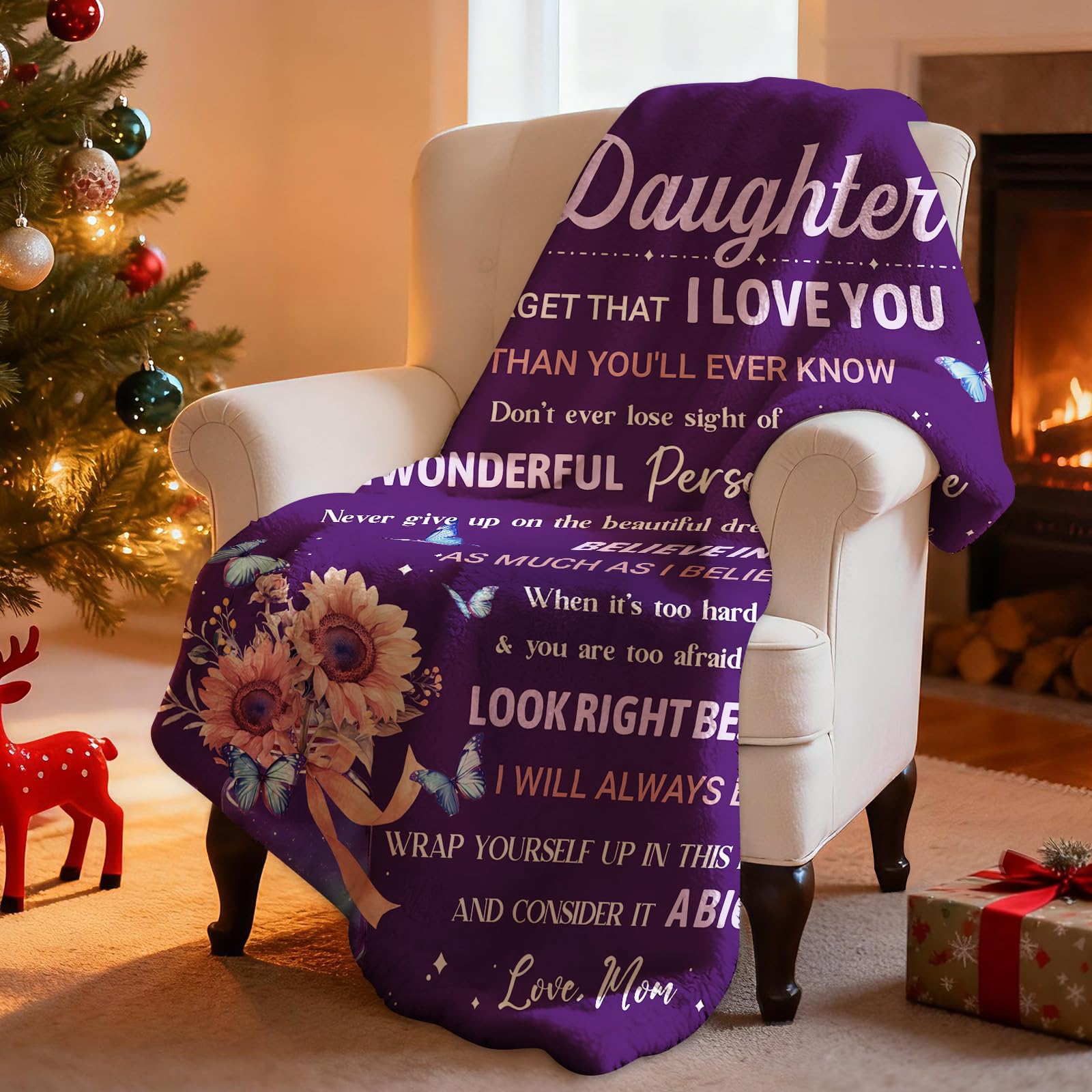 Flpoxzd Daughter Gifts from Mom, Daughter Birthday Gifts, Daughters Blanket, Birthday Gifts for Daughters Adult Idea, Graduation Present for Daughters 60”x50”