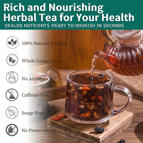 Kidney Tea Ginseng Six Treasure Tea for Kidney Health, Herbal Chinese Traditional Ginseng Five Treasures Natural Detox Formula, Corn-Fiber Teabag for Men & Women (30 Teabags)
