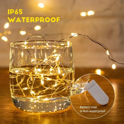 Fairy Lights Battery Operated String Lights - 12 Pack 7ft 20 LED Warm White Silver Wire for Mason Jars & Decor