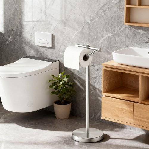 FORIOUS Stainless Steel Toilet Paper Holder - Rustproof Double Post Pivoting Design | Brushed Nickel Finish