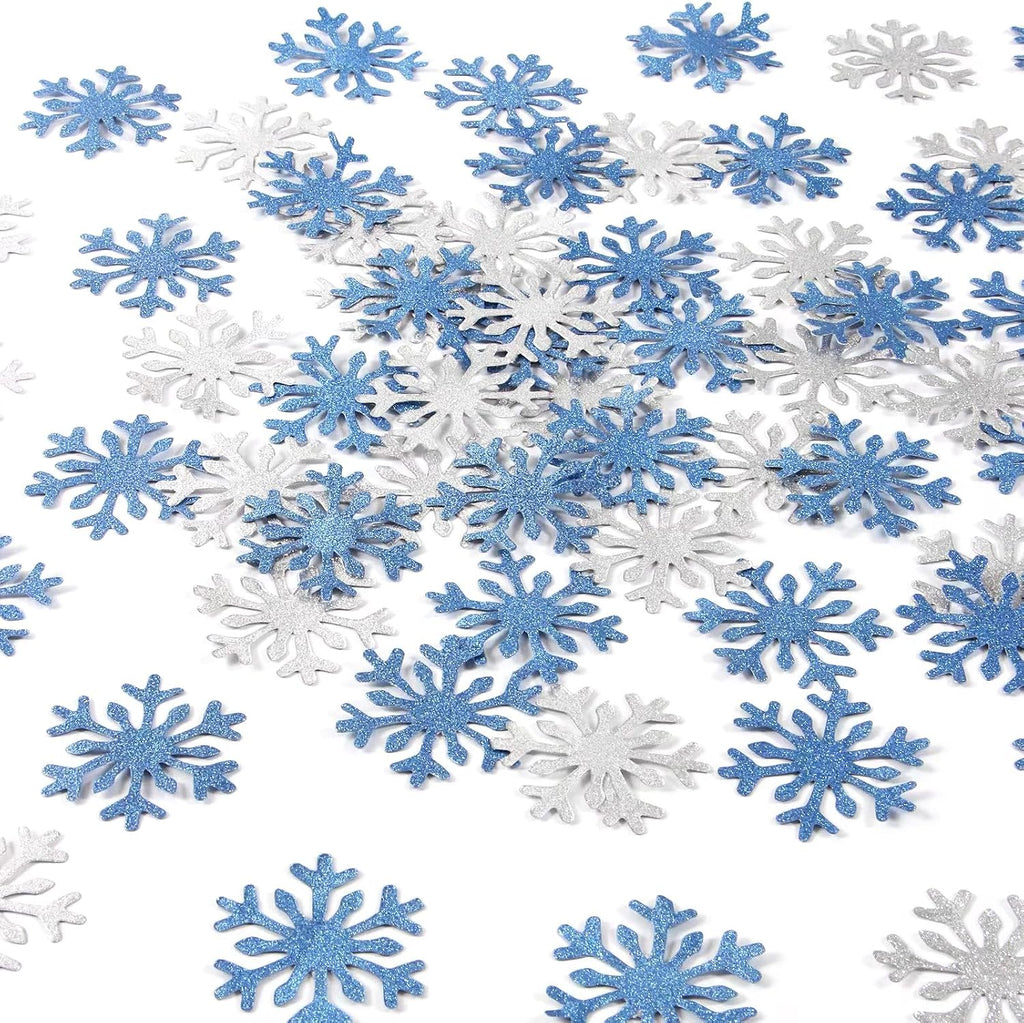 Snowflake | Snow-White Party Decorations - 100pcs Glitter Paper Confetti for Winter Wonderland Events