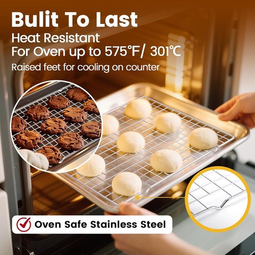 CUNSENR Cooling Rack - Heavy Duty Stainless Steel Wire Rack for Baking | 10" x 14.75" - Dishwasher Safe, 2 Pack