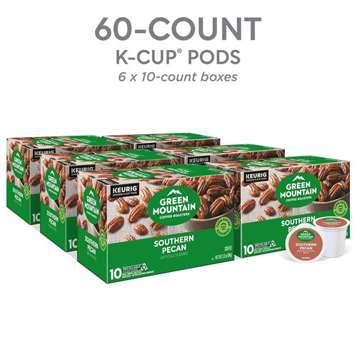 Green Mountain Coffee Roasters Southern Pecan K-Cup Pods - Light Roast Coffee, 60 Count (6 Packs of 10)