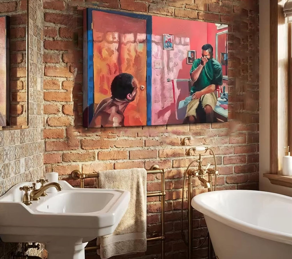 Skiennix Funny Bathroom Canvas Wall Art - Humorous Toilet Decor Print | Modern 12x16in Oil Painting