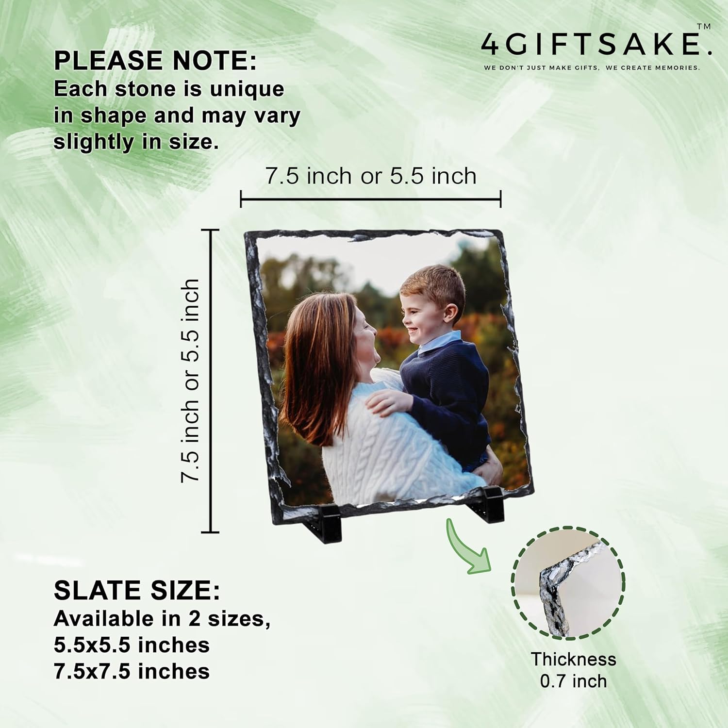 Skiennix Personalized Photo Rock Slate Frame - Custom Stone Plaque for Memorable Gifts | Ideal for Weddings, Birthdays, and Memorials