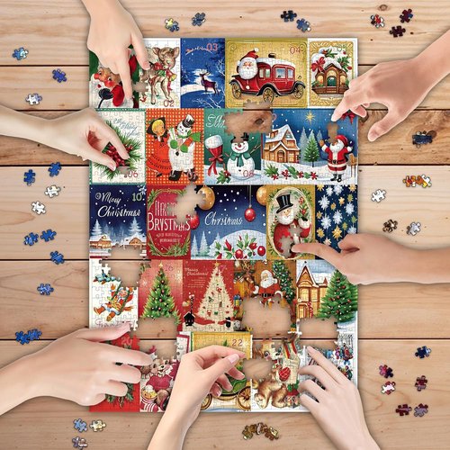 Lihome Advent Calendar Puzzle 2024 - 1008 Pieces Christmas Countdown Jigsaw Game for Family Fun