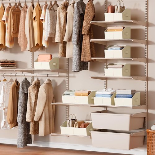Homsorout Organizer Bins - Trapezoid Fabric Storage Baskets, 6 Pack for Toys, Clothes, Towels (Beige)