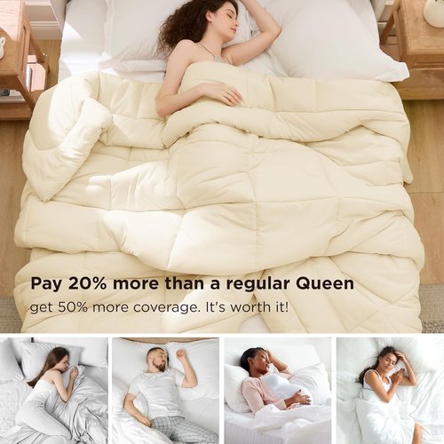Bedsure Comforter Duvet Insert - Oversized King GentleSoft Down Alternative Bedding | All-Season Cream 116 x 98 Inches