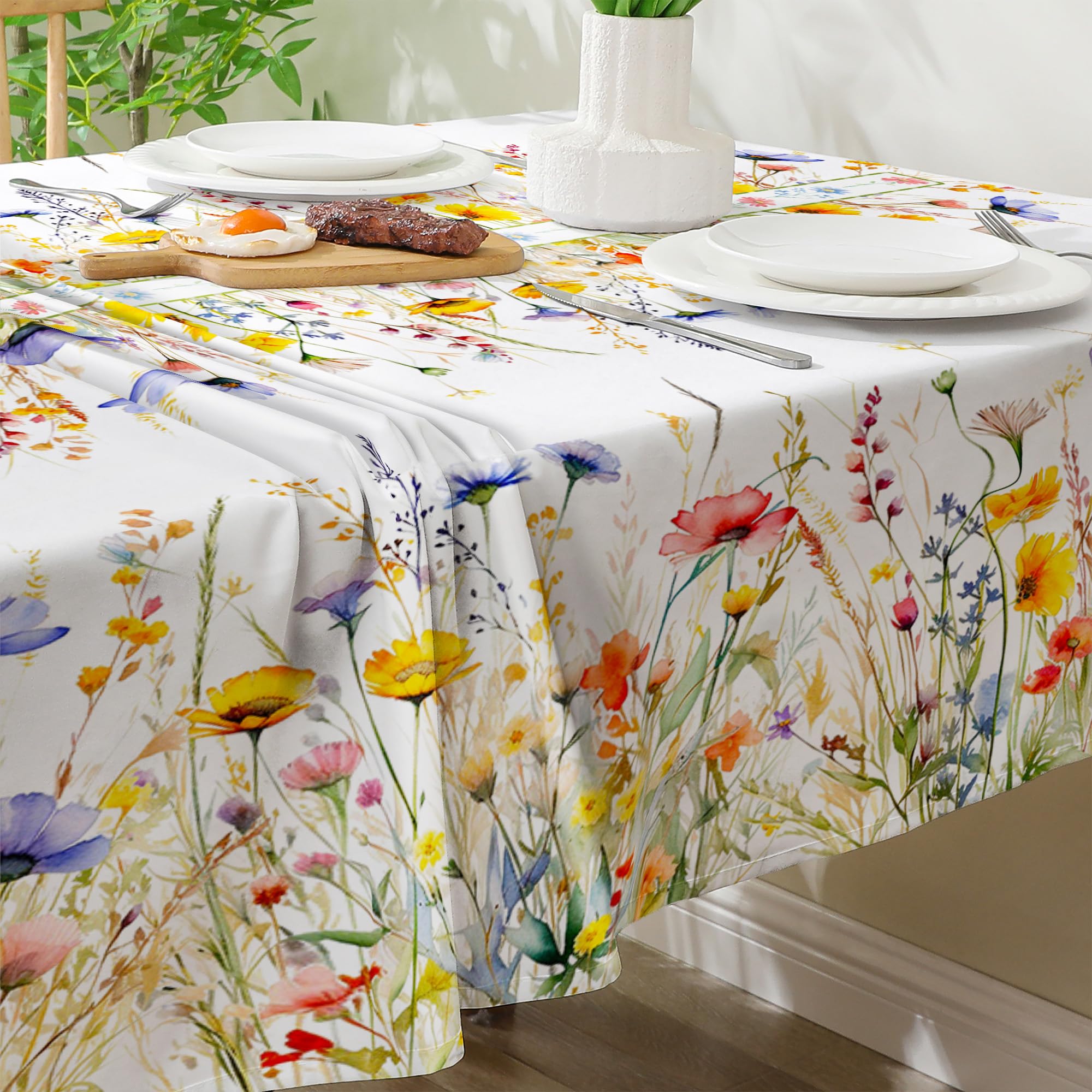 cusugbaso Spring Tablecloth 60x84 Inch for Rectangle Tables - Blooming Flower Spring Decorations for Home - Water Resistant Flower Table Cloth for Party,Table