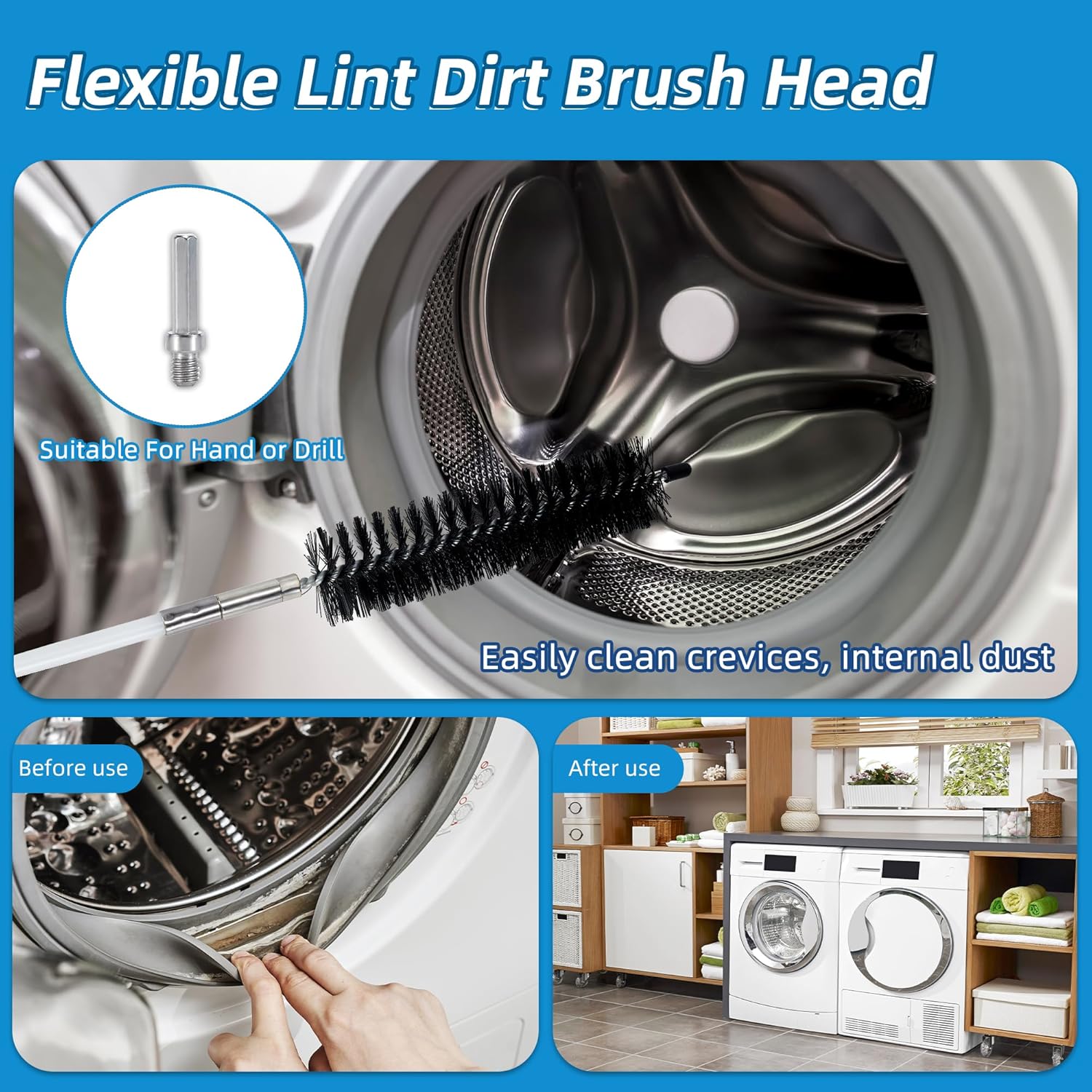Skiennix 30 Feet Dryer Vent Cleaning Brush Kit - Flexible Nylon Rod for Multi-Purpose Use | Ideal for Chimneys & Ducts