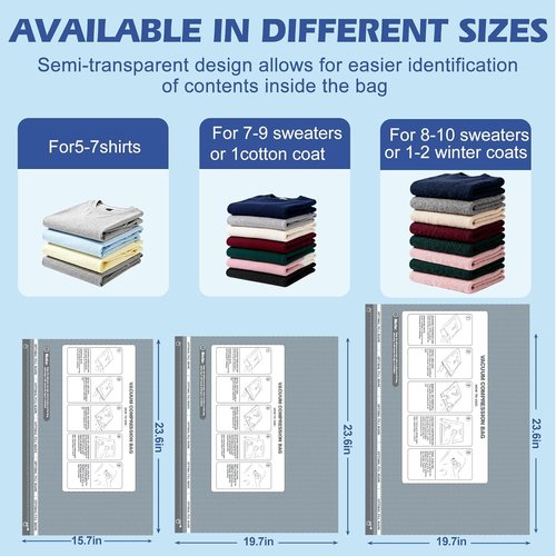 Fantictas Travel Vacuum Storage Bags - 18 Pack with Rechargeable Air Pump | Portable Compression Bags for Clothing & Bedding