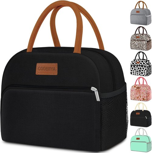 Coobiiya Insulated Lunch Box - Leakproof & Reusable Tote Bag for Work/Travel | Compact 10L (Black)