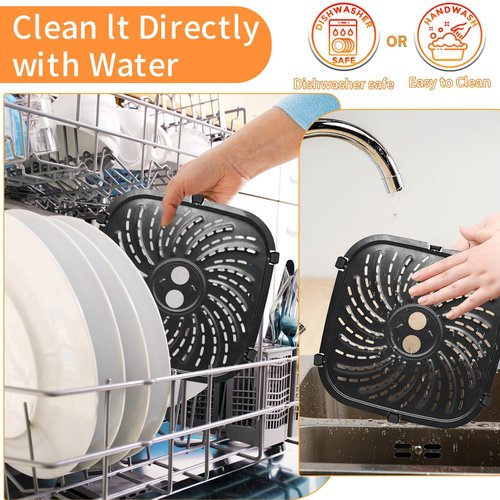 GWBSXM Air Fryer Grill Pan for PowerXL Vortex Pro 6 QT Air Fryer, Oval Nonstick 8.67''*8.67'' Air Fryer Accessories Replacement Parts Rack Tray Basket Crisper Plate with Rubber Bumpers,Dishwasher Safe