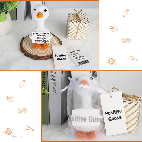 Mini Goose Easter Basket Stuffers for Teens Girls Women, Easter Gifts for Kids Birthday Graduation Gift for Her College Adult Friend Bestie Coworker Emotional Cheer Support Crochet Positive Goose