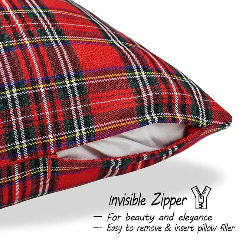 Red Tartan Plaid Christmas Outdoor Throw Pillow Covers 18x18 (Pack of 2) Variation of THIS listing