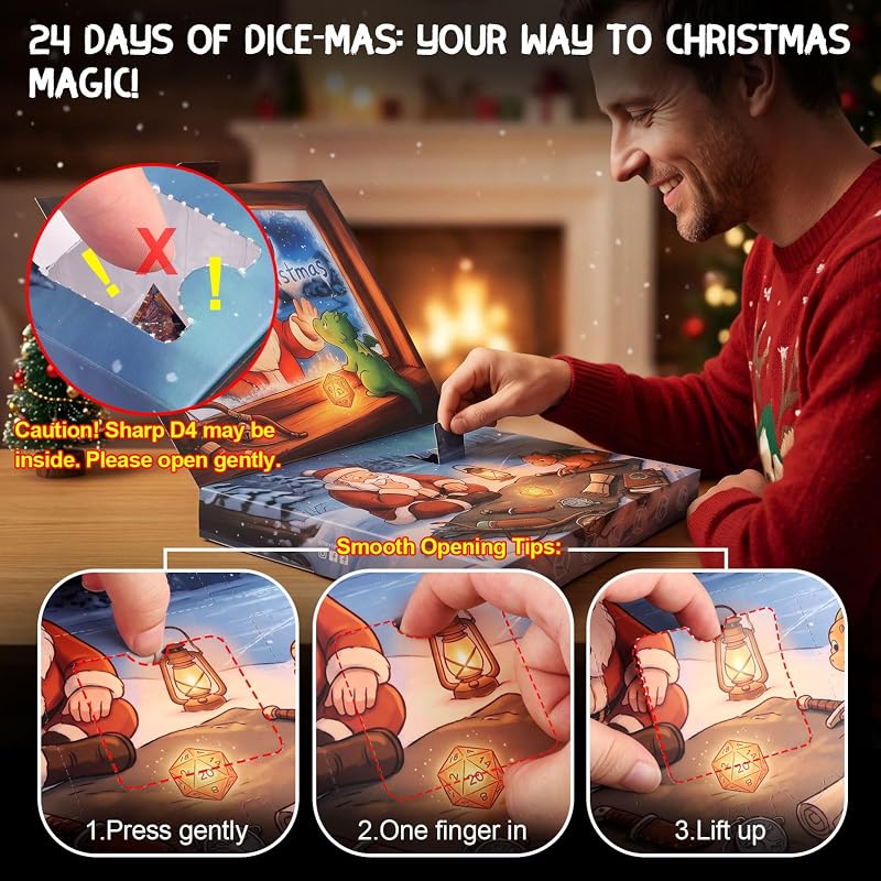 Haxtec DND Dice Advent Calendar 24-Day Mystery Countdown - Luxury Blue+1