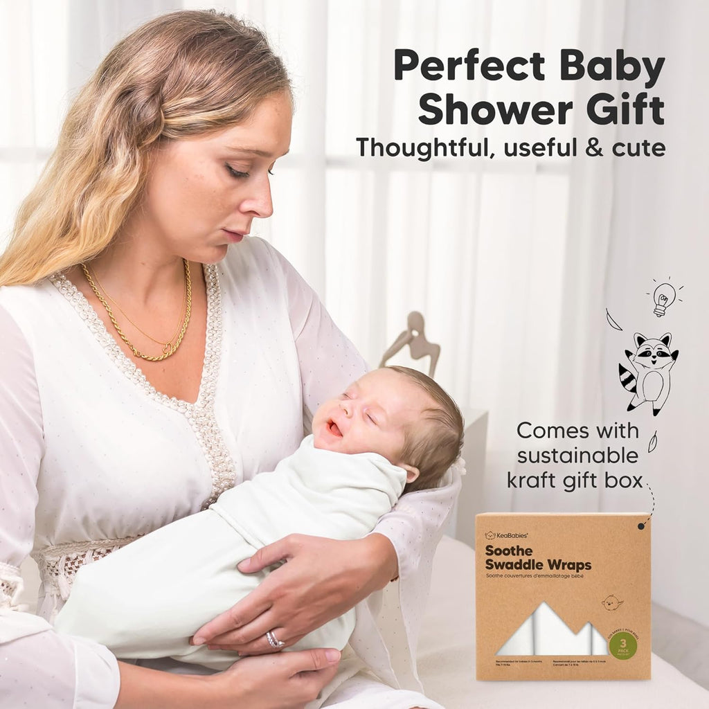 Skiennix Organic Baby Swaddle Sleep Sacks - Soft & Snug Newborn Swaddles for Infants 0-3 Months | Soft White, OS